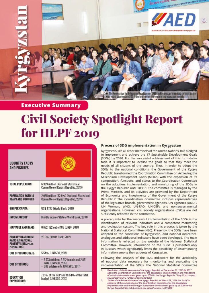 Kyrgyzstan - Civil Society Spotlight Report on SDG 4 for HLPF 2019 - ASPBAE