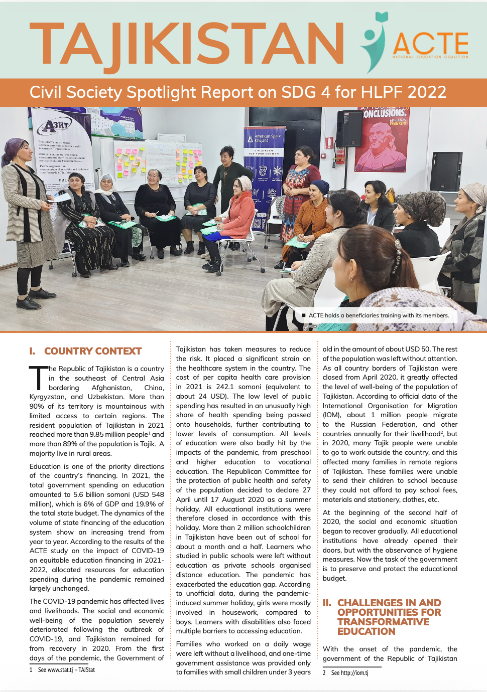 Tajikistan – Civil Society Spotlight Report on SDG 4 for HLPF 2022 - ASPBAE