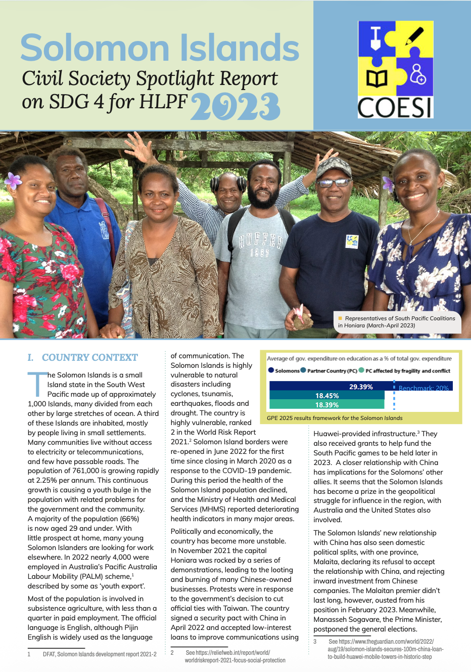 Solomon Islands – Civil Society Spotlight Report on SDG 4 for HLPF 2023 ...