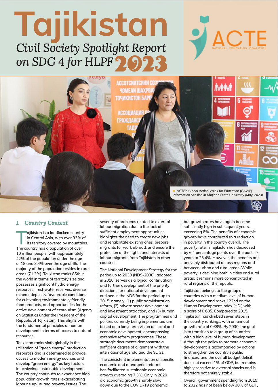 Tajikistan – Civil Society Spotlight Report on SDG 4 for HLPF 2023 - ASPBAE