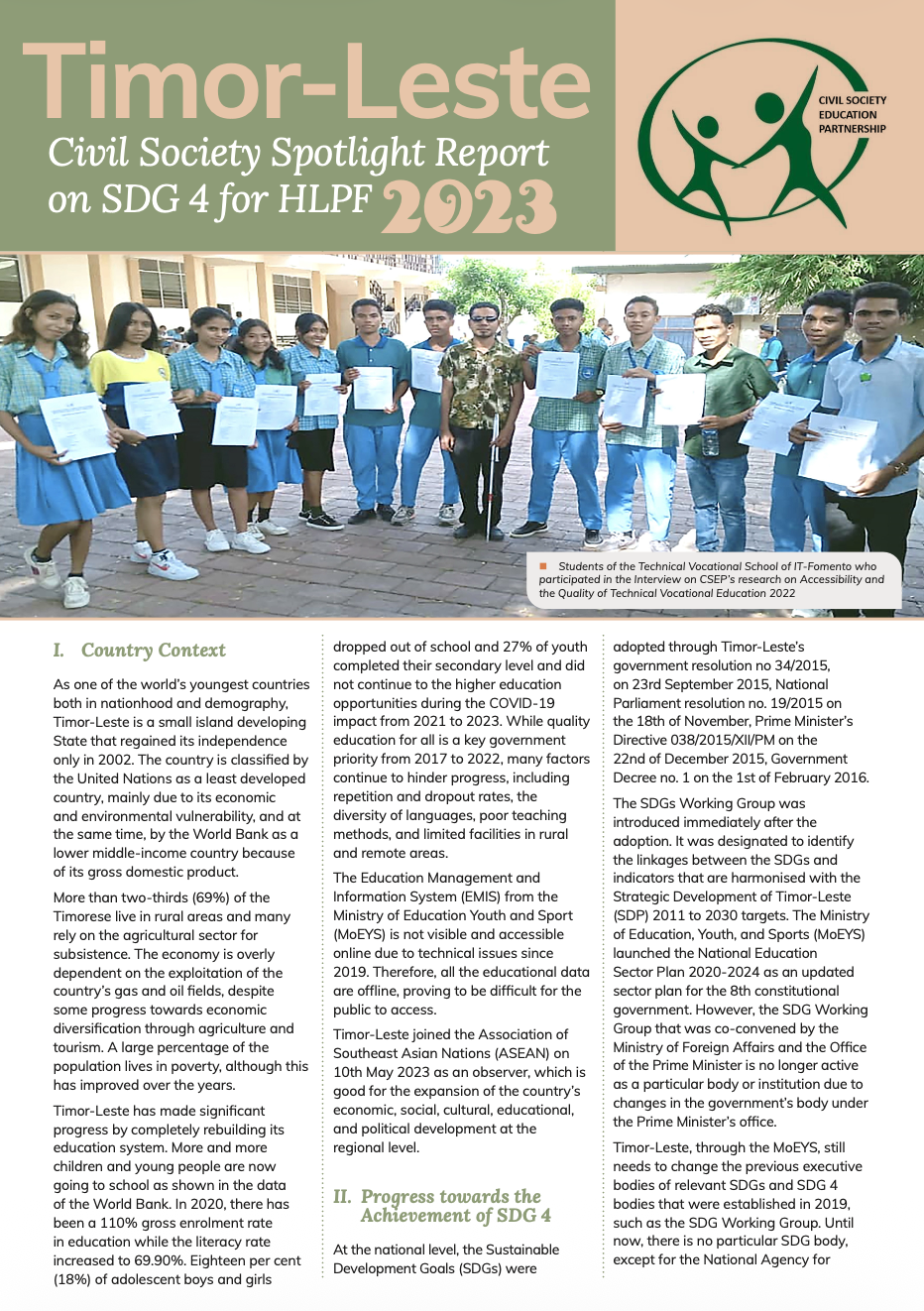 Timor Leste – Civil Society Spotlight Report on SDG 4 for HLPF 2023 ...