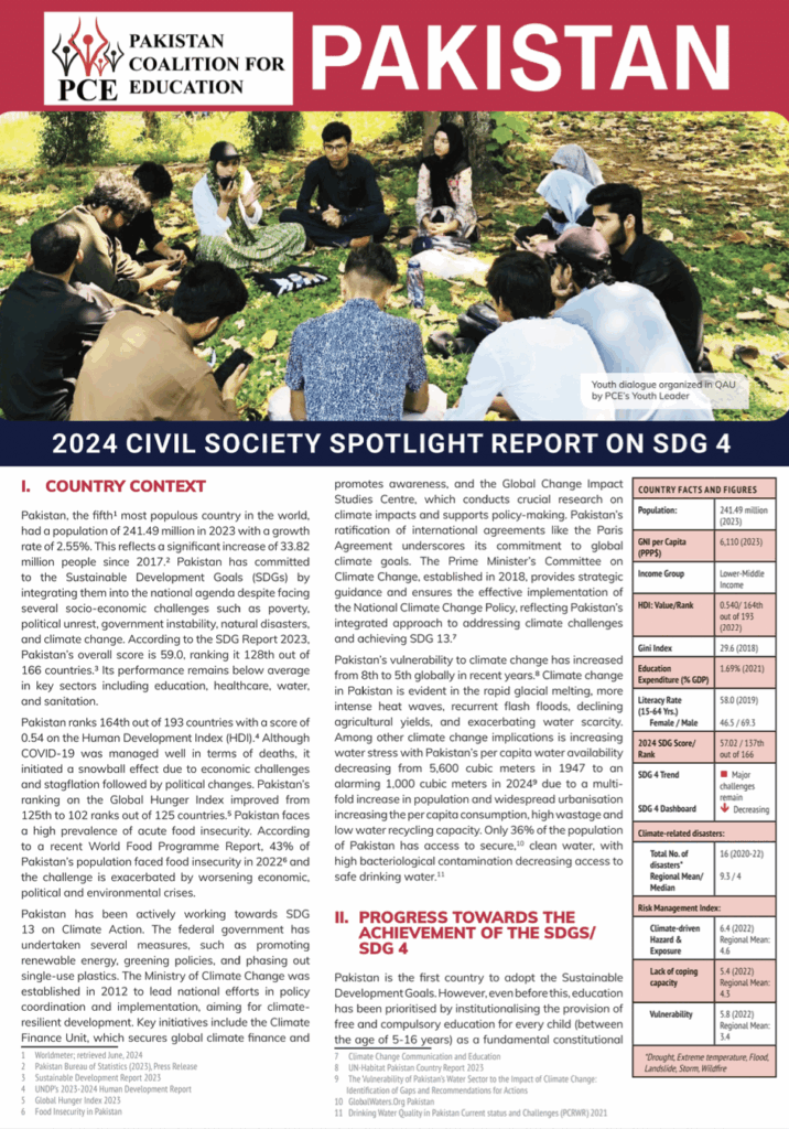 Pakistan – Civil Society Spotlight Report on SDG 4 for HLPF 2024 - ASPBAE